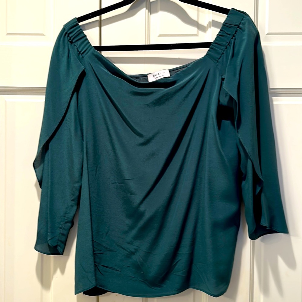 Bailey/44 silk top quarter sleeve open sleeve - hunter green -